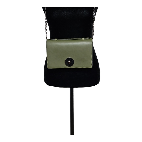 VERA PELLE Crossbody/Handbag Olive Green with Chain - Picture 3 of 12